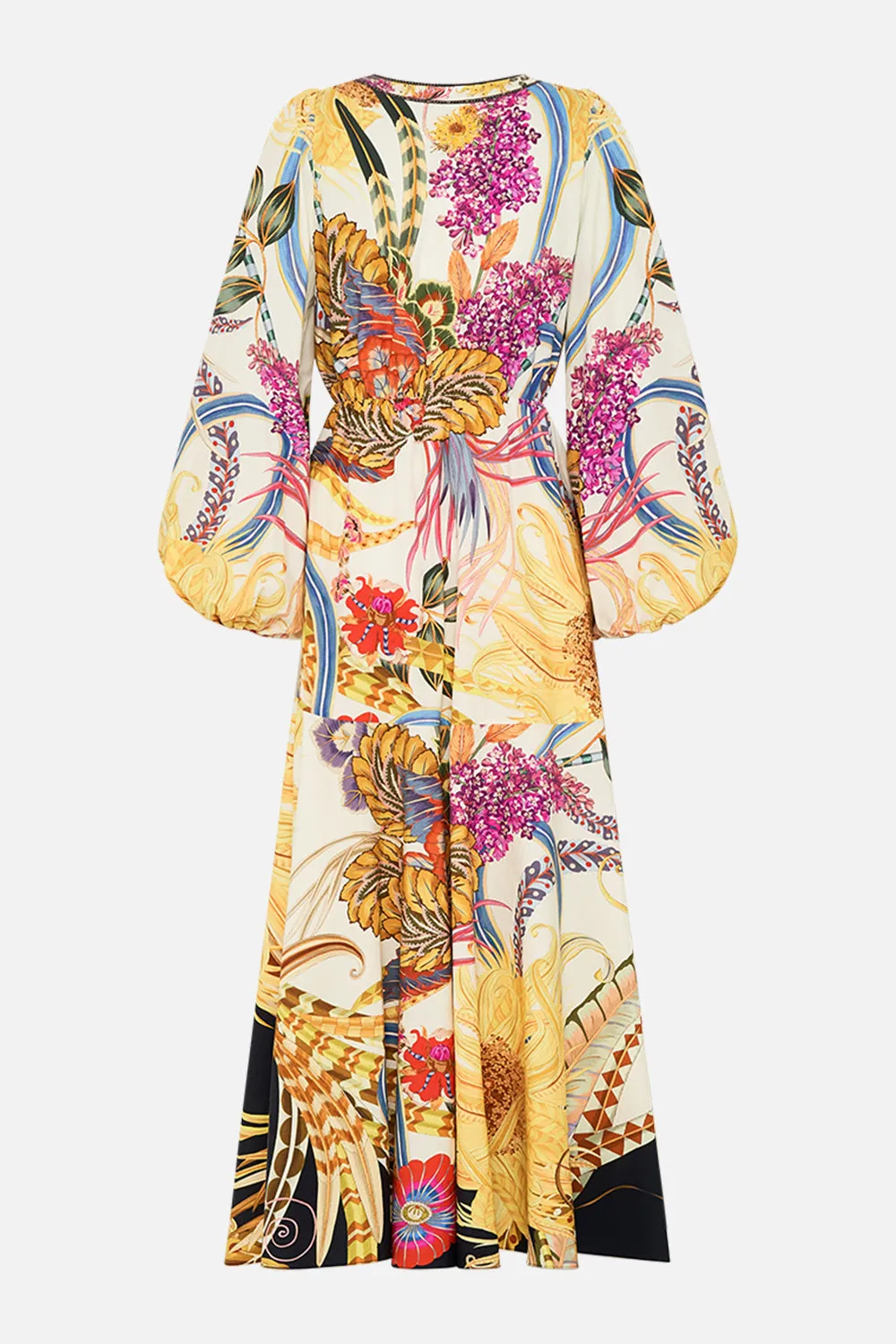 WRAP TIE DRESS WITH BLOUSON SLEEVE SUNFLOWERS ON MY MIND