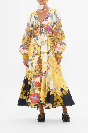 WRAP TIE DRESS WITH BLOUSON SLEEVE SUNFLOWERS ON MY MIND