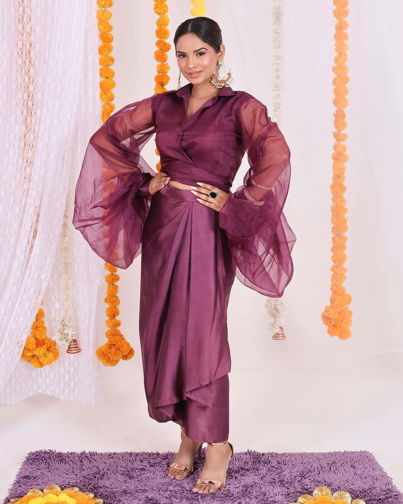 Wrap Top and Dhoti Set