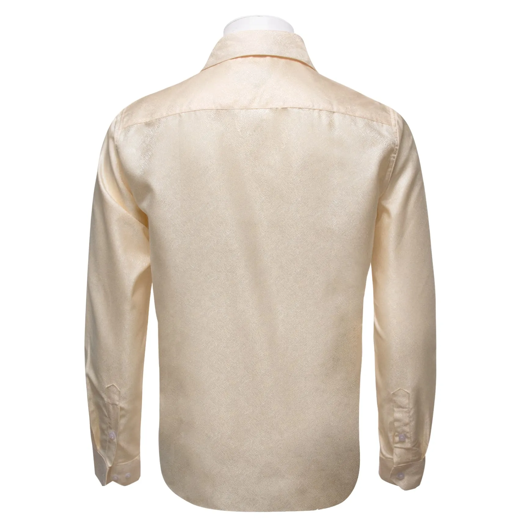 YourTies Cream White Long Sleeve Shirt Men's Silk Light Yellow Top