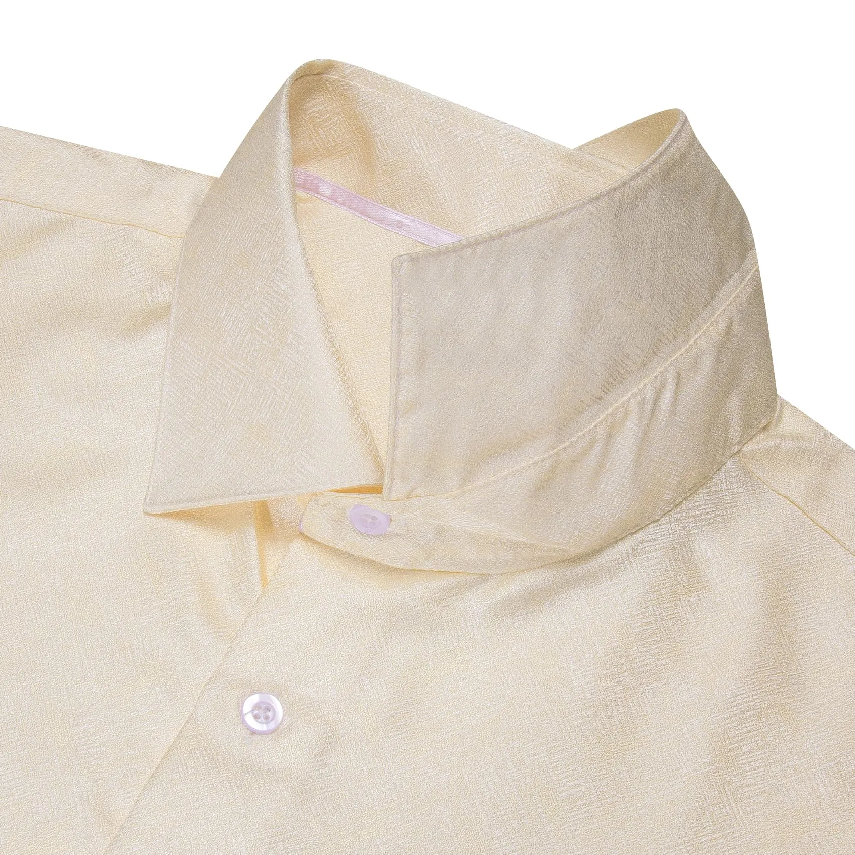 YourTies Cream White Long Sleeve Shirt Men's Silk Light Yellow Top